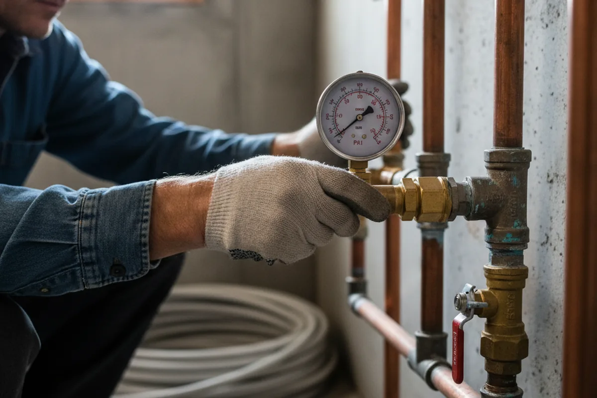 Pressure testing a repaired line during Water Line Repair in Hardin